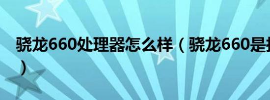 骁龙660处理器怎么样（骁龙660是拉芯片吗）