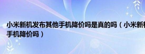 小米新机发布其他手机降价吗是真的吗（小米新机发布其他手机降价吗）