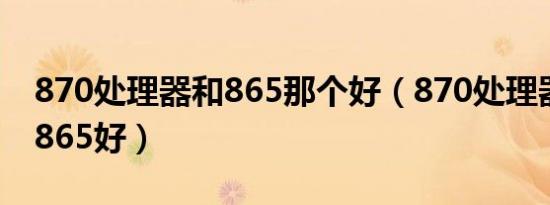 870处理器和865那个好（870处理器好还是865好）