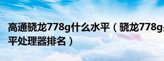 高通骁龙778g什么水平（骁龙778g是什么水平处理器排名）