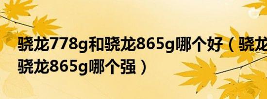 骁龙778g和骁龙865g哪个好（骁龙778g和骁龙865g哪个强）