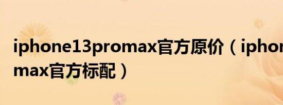 iphone13promax官方原价（iphone13promax官方标配）