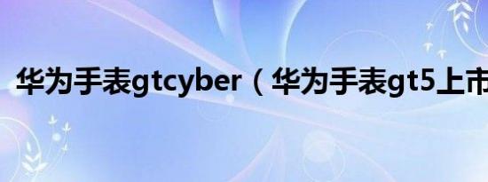 华为手表gtcyber（华为手表gt5上市时间）