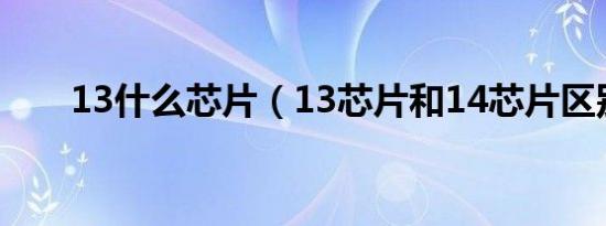 13什么芯片（13芯片和14芯片区别）