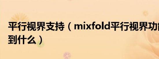 平行视界支持（mixfold平行视界功能可以做到什么）