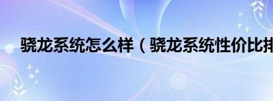 骁龙系统怎么样（骁龙系统性价比排行）