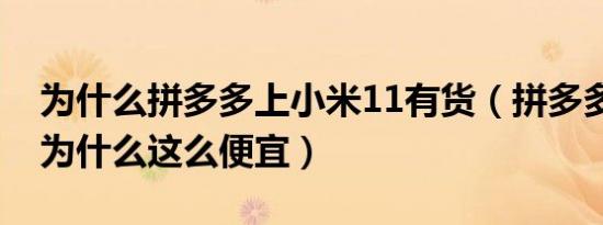 为什么拼多多上小米11有货（拼多多小米11为什么这么便宜）