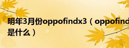 明年3月份oppofindx3（oppofind3下一代是什么）