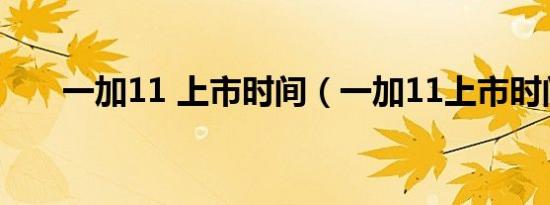 一加11 上市时间（一加11上市时间）