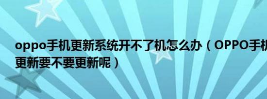 oppo手机更新系统开不了机怎么办（OPPO手机提示系统更新要不要更新呢）