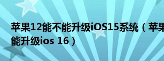 苹果12能不能升级iOS15系统（苹果12能不能升级ios 16）