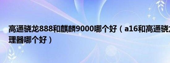 高通骁龙888和麒麟9000哪个好（a16和高通骁龙888的处理器哪个好）