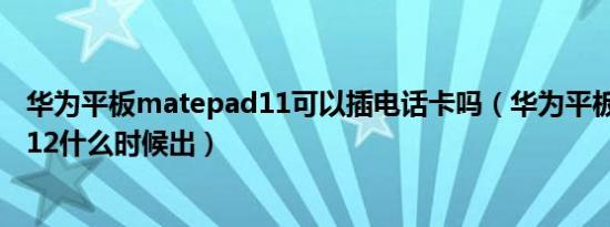 华为平板matepad11可以插电话卡吗（华为平板matepad12什么时候出）