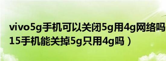 vivo5g手机可以关闭5g用4g网络吗（vivo s15手机能关掉5g只用4g吗）