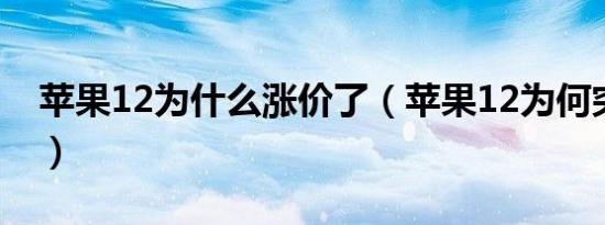 苹果12为什么涨价了（苹果12为何突然涨价）