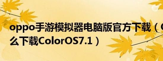 oppo手游模拟器电脑版官方下载（OPPO怎么下载ColorOS7.1）