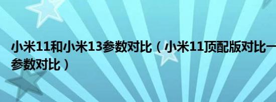 小米11和小米13参数对比（小米11顶配版对比一加9顶配版参数对比）