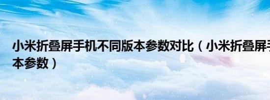 小米折叠屏手机不同版本参数对比（小米折叠屏手机不同版本参数）