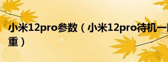 小米12pro参数（小米12pro待机一晚掉电严重）