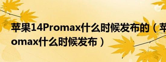 苹果14Promax什么时候发布的（苹果14promax什么时候发布）