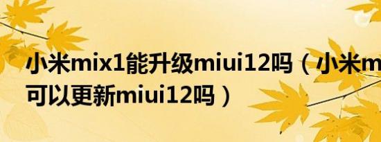 小米mix1能升级miui12吗（小米mix1系统可以更新miui12吗）