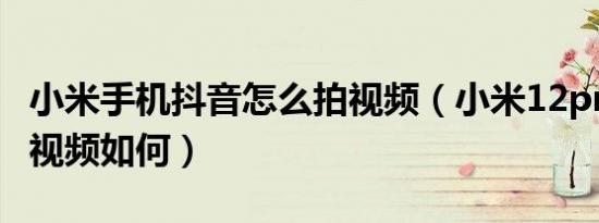 小米手机抖音怎么拍视频（小米12pro拍抖音视频如何）