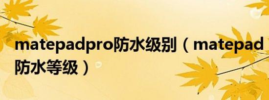 matepadpro防水级别（matepad pro12.6防水等级）