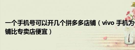 一个手机号可以开几个拼多多店铺（vivo 手机为什么普通店铺比专卖店便宜）