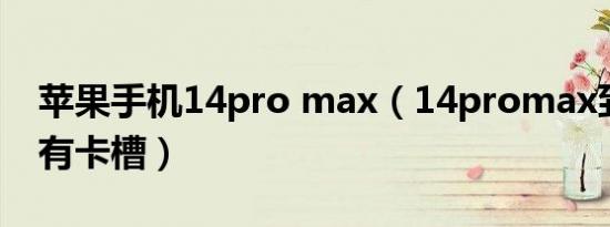 苹果手机14pro max（14promax到底有没有卡槽）