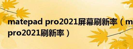 matepad pro2021屏幕刷新率（matepad pro2021刷新率）