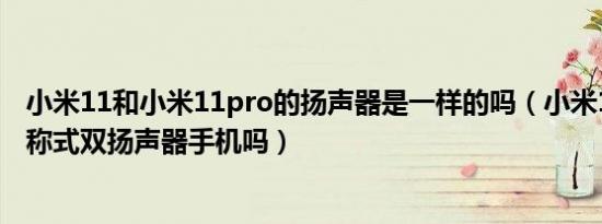 小米11和小米11pro的扬声器是一样的吗（小米11pro是对称式双扬声器手机吗）