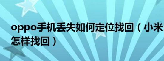 oppo手机丢失如何定位找回（小米10s丢失怎样找回）