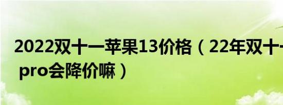 2022双十一苹果13价格（22年双十一苹果13 pro会降价嘛）