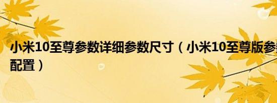 小米10至尊参数详细参数尺寸（小米10至尊版参数详细参数配置）