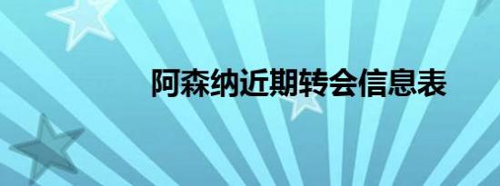 阿森纳近期转会信息表