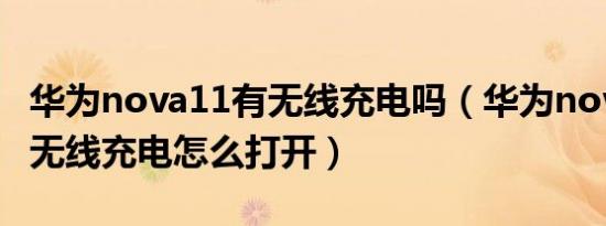 华为nova11有无线充电吗（华为nova 9支持无线充电怎么打开）