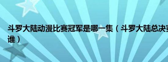 斗罗大陆动漫比赛冠军是哪一集（斗罗大陆总决赛总冠军是谁）