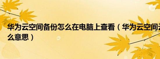 华为云空间备份怎么在电脑上查看（华为云空间云备份是什么意思）