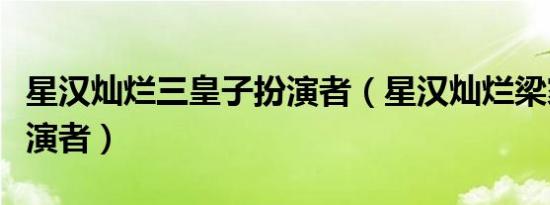 星汉灿烂三皇子扮演者（星汉灿烂梁家嫡女扮演者）