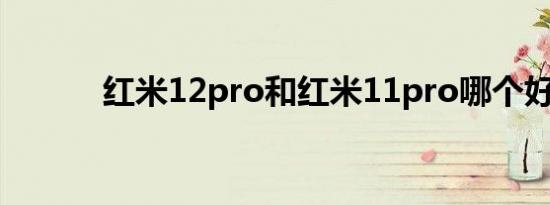 红米12pro和红米11pro哪个好