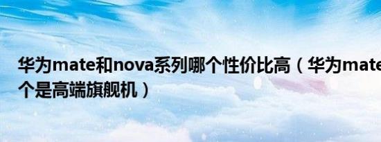 华为mate和nova系列哪个性价比高（华为mate和nova哪个是高端旗舰机）