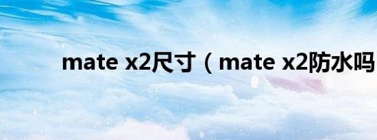 mate x2尺寸（mate x2防水吗）