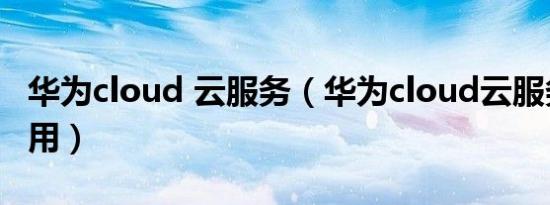 华为cloud 云服务（华为cloud云服务怎么使用）