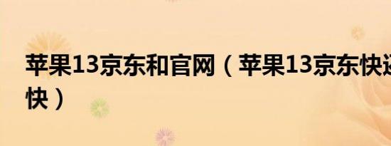 苹果13京东和官网（苹果13京东快还是官网快）