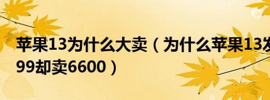 苹果13为什么大卖（为什么苹果13发布价5999却卖6600）