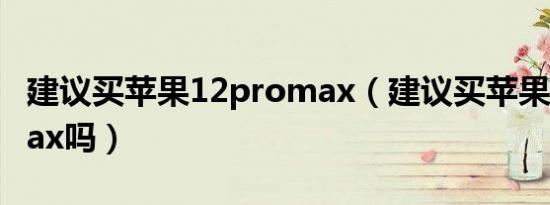 建议买苹果12promax（建议买苹果12promax吗）