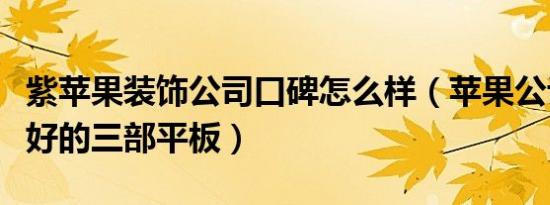 紫苹果装饰公司口碑怎么样（苹果公认口碑最好的三部平板）