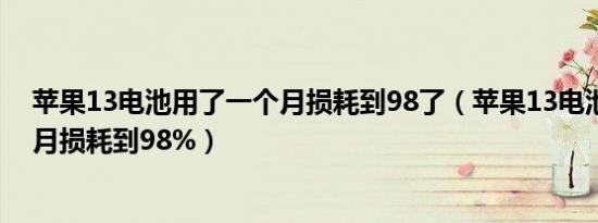 苹果13电池用了一个月损耗到98了（苹果13电池用了一个月损耗到98%）