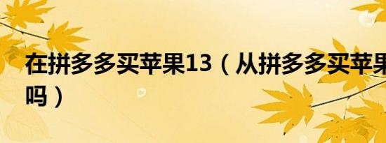 在拼多多买苹果13（从拼多多买苹果13可以吗）