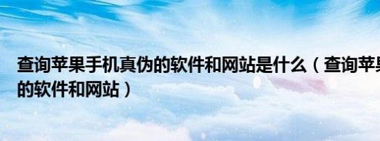 查询苹果手机真伪的软件和网站是什么（查询苹果手机真伪的软件和网站）